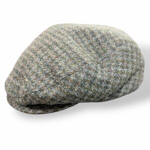 LL BEAN Harris Tweed Flat Cap Newsboy Hat Size XXL Wool Olive Green Gore-Tex